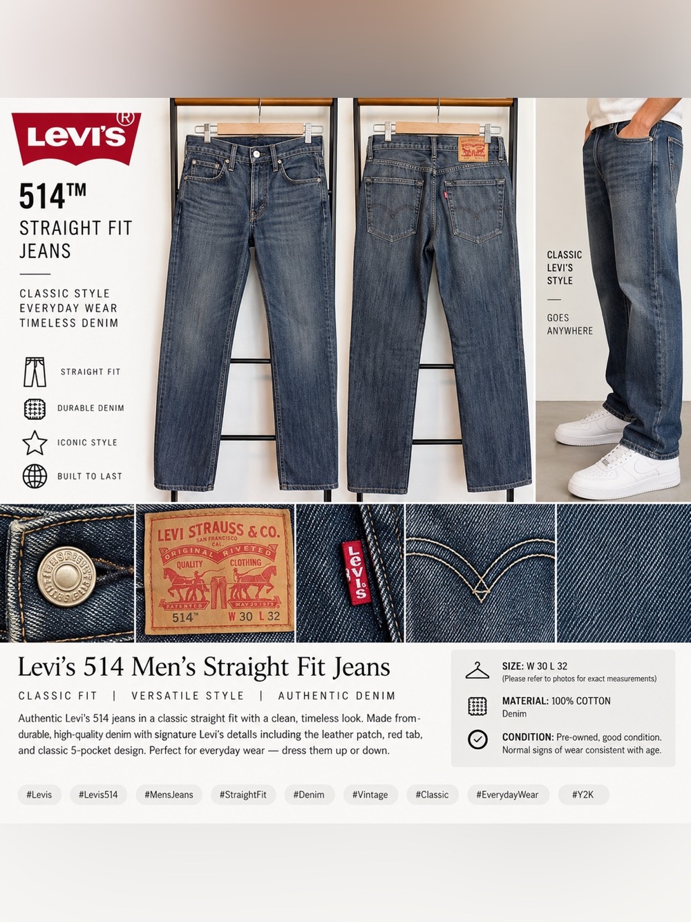 Levi's 514 Men's Straight Jeans - Indigo Blue